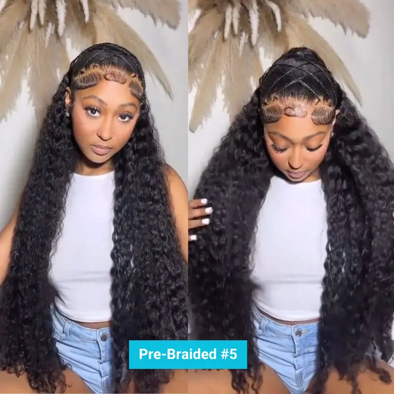 Pre-Braided Styles 10x6 Parting Max Pre Cut Transparent Lace Frontal Glueless Wig Put On & Go Human Hair - Image 6