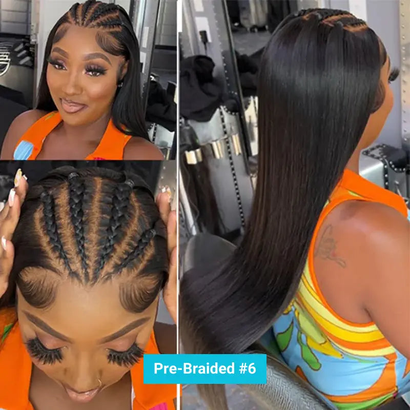 Pre-Braided Styles 10x6 Parting Max Pre Cut Transparent Lace Frontal Glueless Wig Put On & Go Human Hair - Image 8