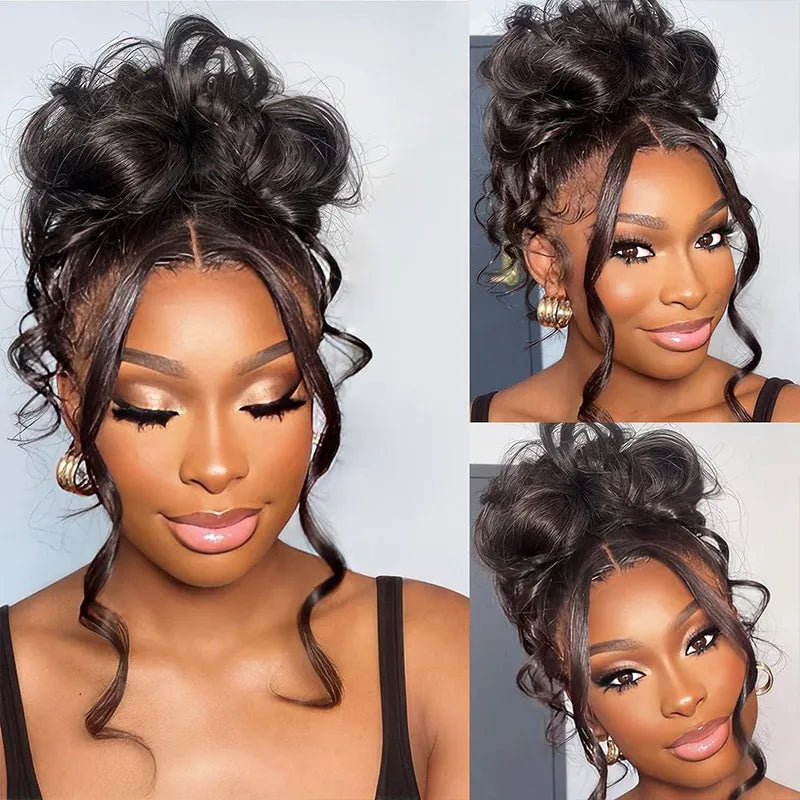 Pre-Styled Body Wave Ponytail with Bangs Face-Framing Invisi Strap 360 Skin Lace Frontal Bleached Knots Glueless Wig - Image 3