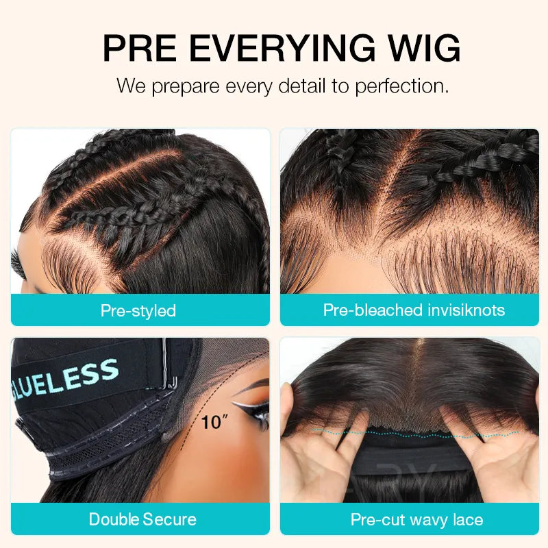 Pre Braid with Pre Baby Hair 10x6 Parting Max Pre Cut Transparent Lace Frontal Glueless Water Wave Wig Put On & Go Human Hair - Image 13