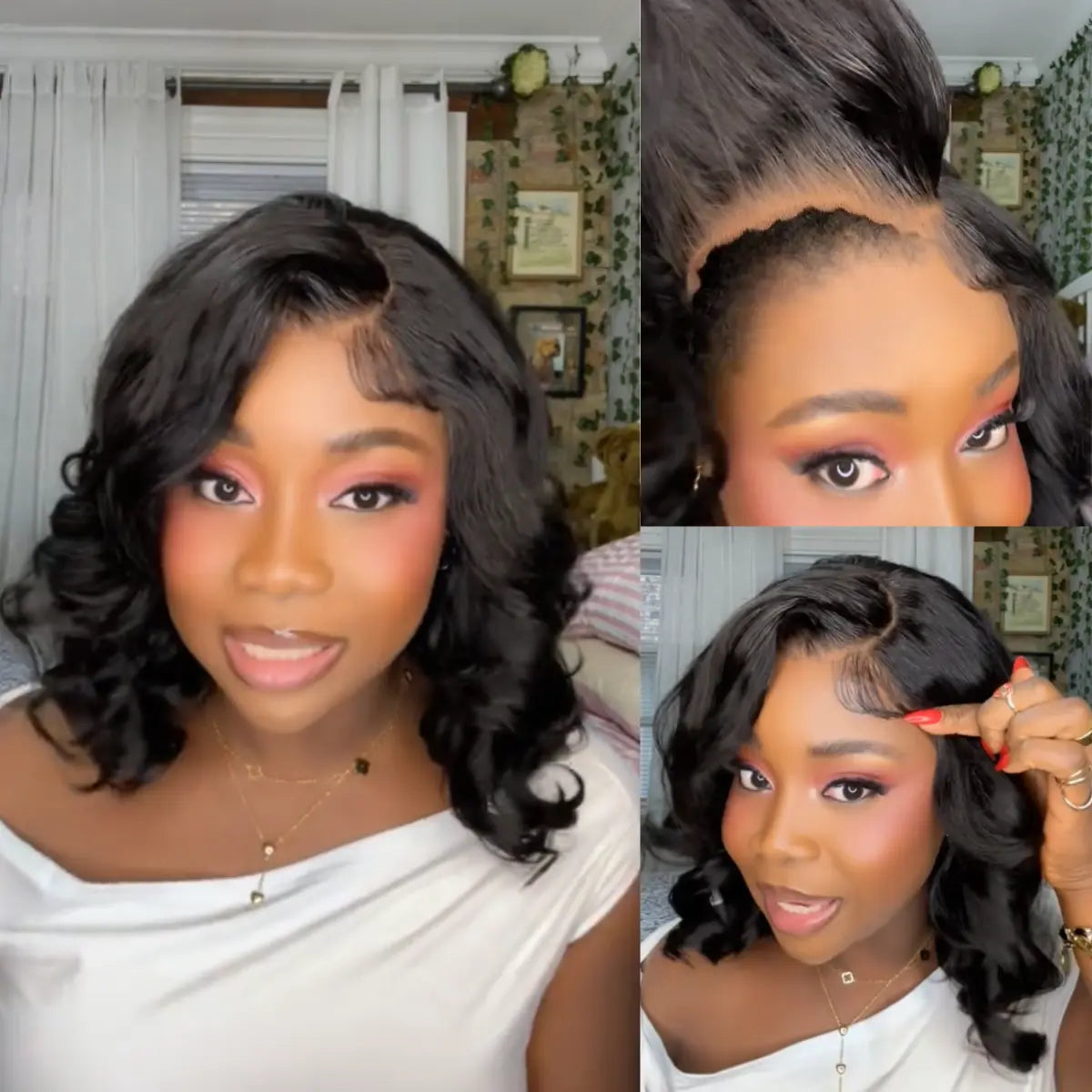 Pre-Styled Body Wave Short Bob Wig Transparent Lace Wigs - Image 4