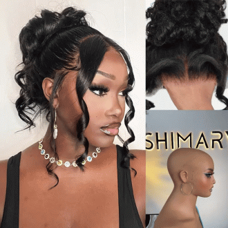 Pre-Styled Body Wave Ponytail with Bangs Face-Framing Invisi Strap 360 Skin Lace Frontal Bleached Knots Glueless Wig