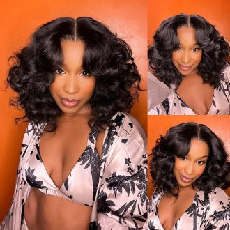 Fluffy Bouncy Rose Wave Side Part 4x4 13x4 Lace Wigs 100% Human Hair Beginner Friendly