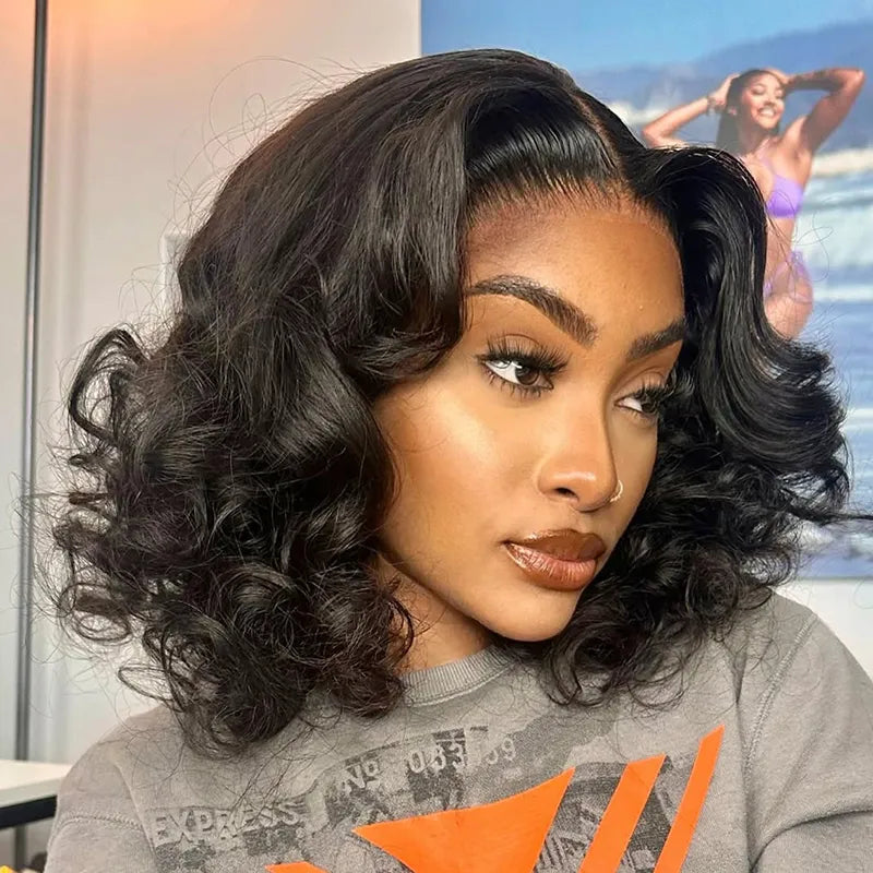 Fluffy Bouncy Rose Wave Side Part 4x4 13x4 Lace Wigs 100% Human Hair Beginner Friendly - Image 2