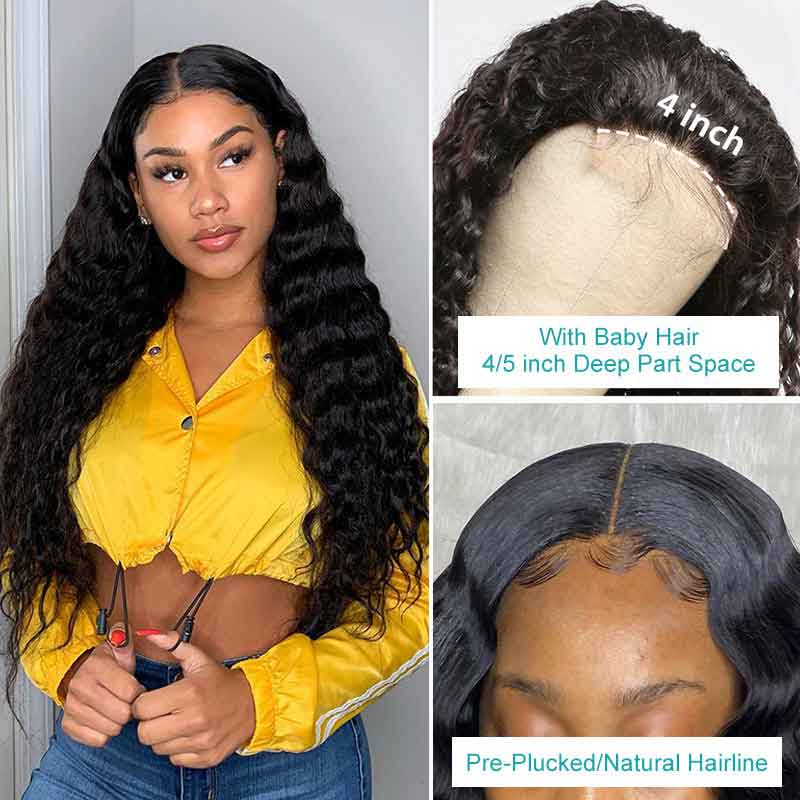 Ashimary Glueless Wigs with Natural Hairline Loose Deep Wave 4*4 Lace Closure Wig Brazilian Virgin Hair - Image 3