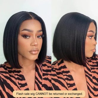 Flash Sale 4x4/ 4x6/ 13x4 Transparent Lace Silky Straight Bob Wig Natural Black Human Hair Glueless Wig