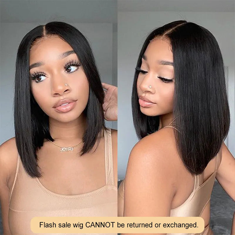Flash Sale 4x4/ 4x6/ 13x4 Transparent Lace Silky Straight Bob Wig Natural Black Human Hair Glueless Wig - Image 2