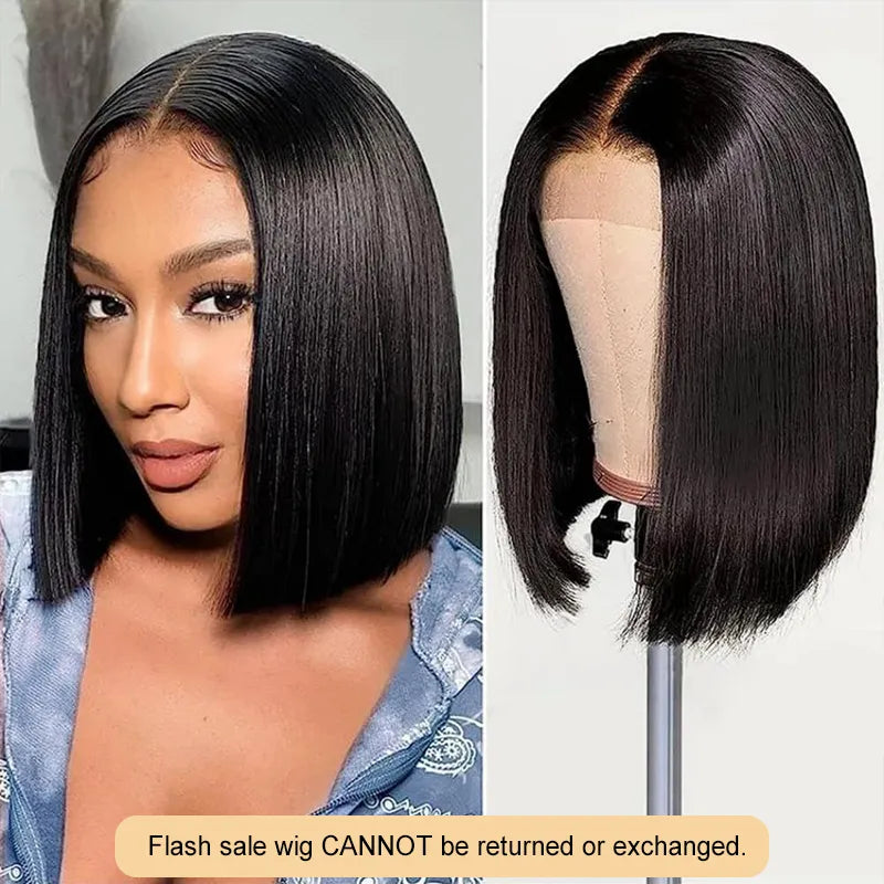 Flash Sale 4x4/ 4x6/ 13x4 Transparent Lace Silky Straight Bob Wig Natural Black Human Hair Glueless Wig - Image 3