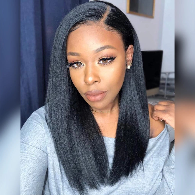 Extra 70% OFF| Yaki Straight Invisi Strap 360 Skin Lace Frontal Glueless Lay Flat Pre Cut Lace Human Hair Wig - Image 3