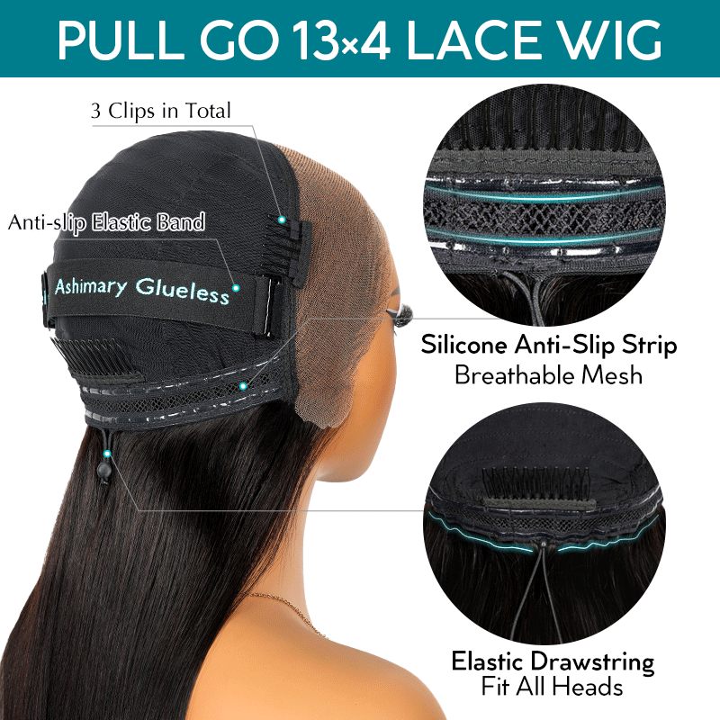 Double Drawn High Density Bone Straight Pull Go 13x4 Lace Bob Wig Lace Frontal Natural Black Glueless Wig - Image 9