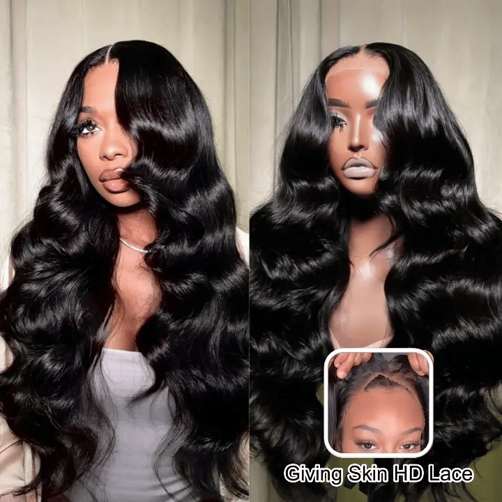 Pull Go 13x6 Full Glueless Wig Transparent Lace Front Wigs Body Wave Natural Black Ashimary Hair - Image 2