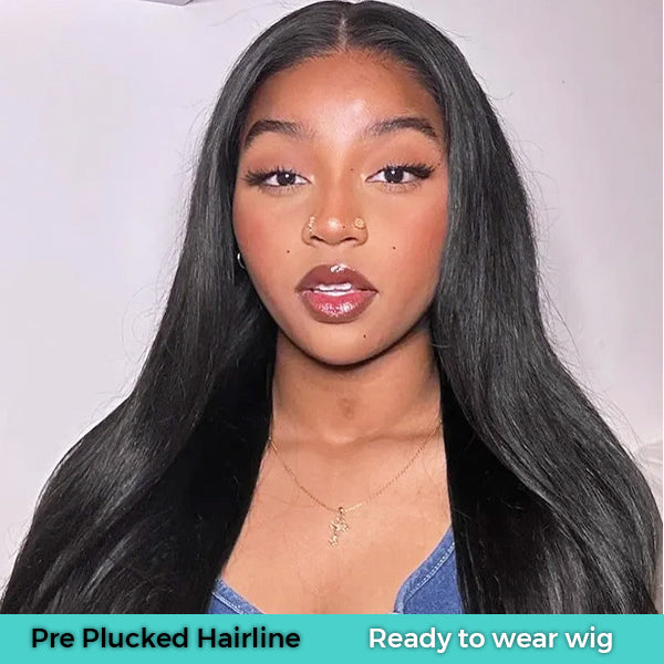 Beginner Friendly|Glueless Pre-cut Lace Wear & Go 13x4 HD Straight Ready to Wear Wig with Pre Plucked Hairline & Bleached Knots - Image 3