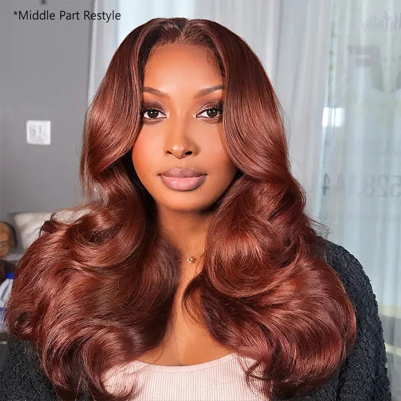Reddish Brown Peacock Curls Pull & Go 13x6 Full Lace Front Glueless Wig Pre-Styled Heavy Layers - Image 10