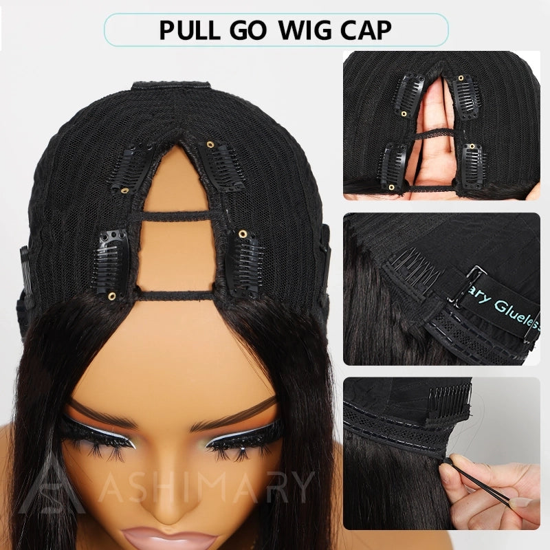 Pull Go Wig | 10A Glueless V Part Wig Beginner Friendly Natural Scalp Thick Curl Human Hair Upgrade U part Wig - Image 6