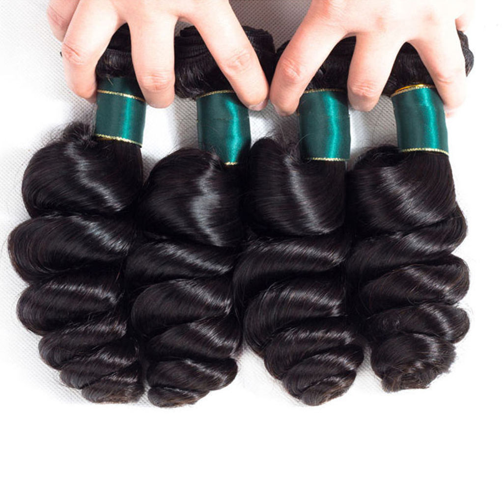 4 Bundles 10A Loose Wave Brazilian Human Hair Bundles Natural Color - Image 6