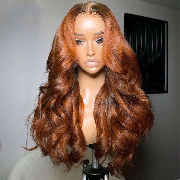 Copper Brown Wig Pre-plucked Body Wave Lace Front Wigs 28 Inches - Image 4