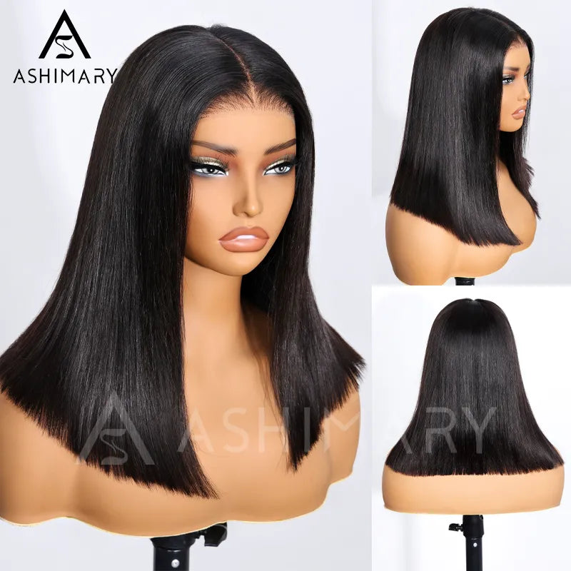 Double Drawn High Density Pre-Cut Lace Bob 13x4 Pull Go Transparent Lace Frontal Wigs Pre Bleached Knots - Image 8