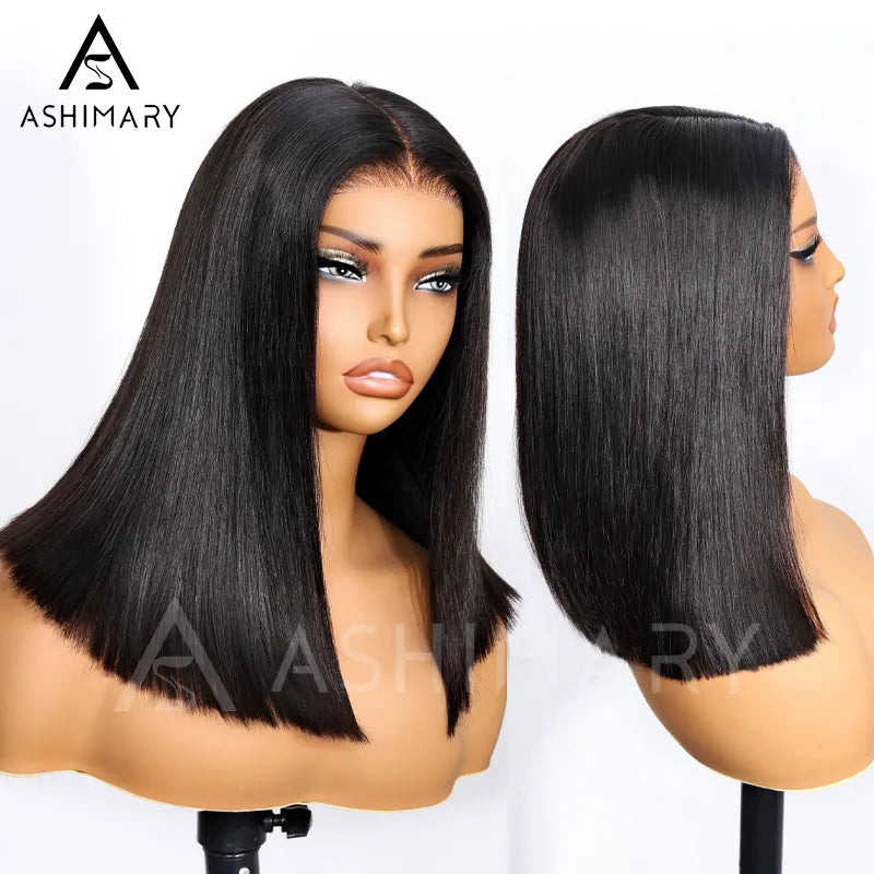 Double Drawn High Density Pre-Cut Lace Bob 13x4 Pull Go Transparent Lace Frontal Wigs Pre Bleached Knots - Image 10