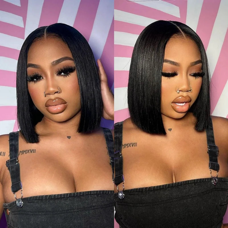 Super Easy Straight Bob Wear & Go Pre Cut HD Transparent Lace Closure Wig with Pre Plucked Hairline & Bleached Knot - Image 14