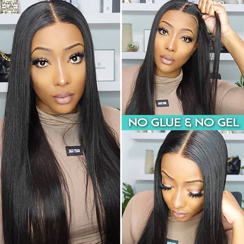 Wear & Go Pre Cut Lace HD Transparent Glueless Straight 4x4 5x5 6X4.5 Lace Closure Wig - Image 5