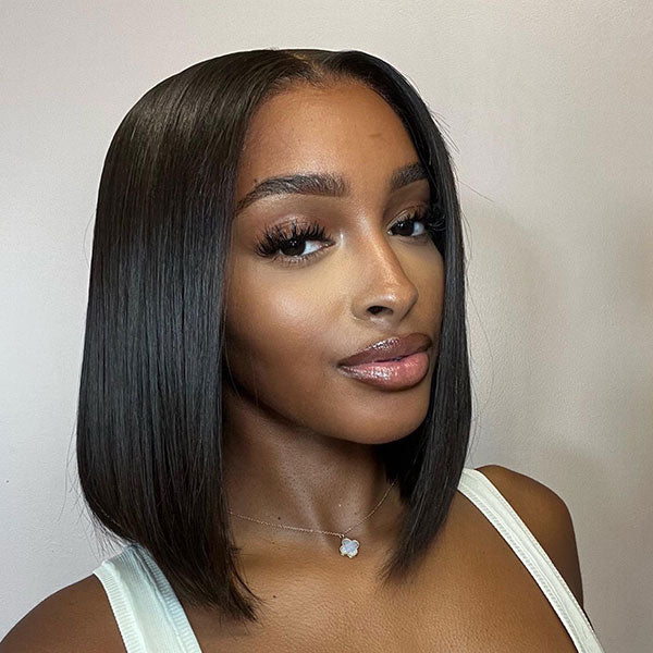 Super Easy Straight Bob Wear & Go Pre Cut HD Transparent Lace Closure Wig with Pre Plucked Hairline & Bleached Knot - Image 4