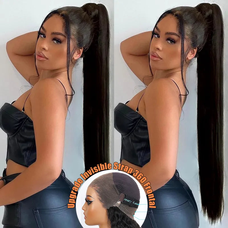 Silky Straight Invisi Strap Snug Fit 360 Transparent Lace Frontal Bleached Knots Pre Cut Lace Optional Wig - Image 12