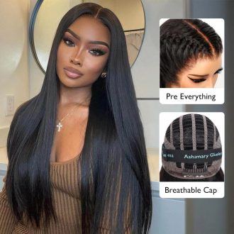 Air Wig|13x4 HD Transparent Lace Wear and Go Straight Wig with Pre Cut Lace & Bleached Knots & Pre-plucked Hairline