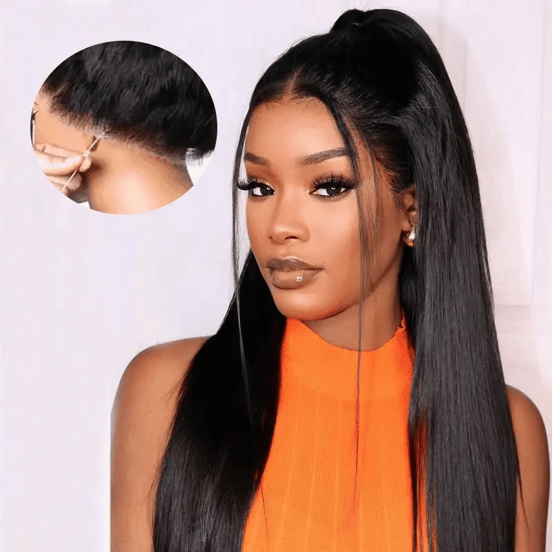 Silky Straight Invisi Strap Snug Fit 360 Transparent Lace Frontal Bleached Knots Pre Cut Lace Optional Wig - Image 3