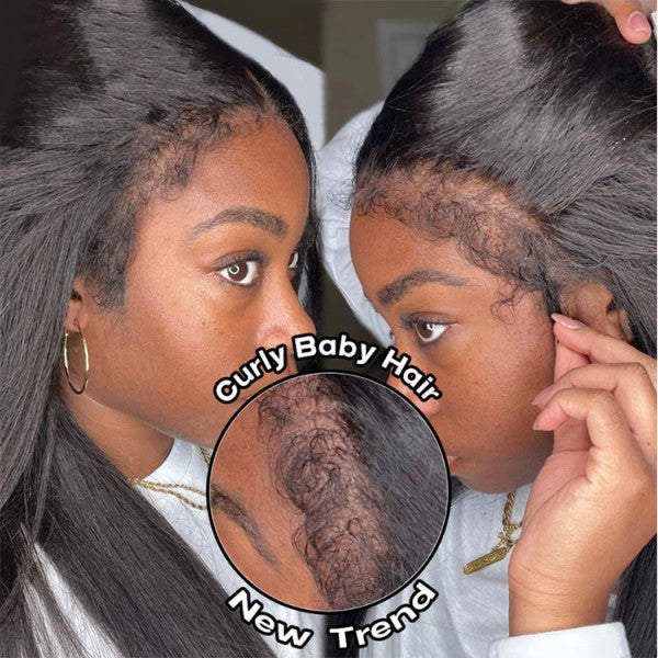 4C Edge Hairline-Straight Hair 13x4/13x6 HD Transparent Lace Front Wigs With Kinky Edges Curly Baby Hair - Image 5