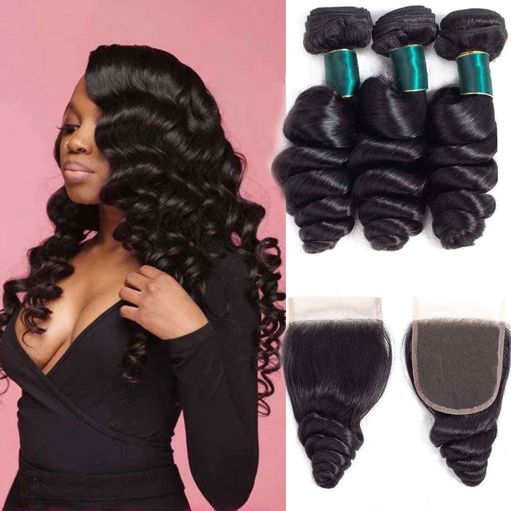 Loose Wave Bundles with Closure Wig-Customized Kit High Density 10A Brazilian - Image 2