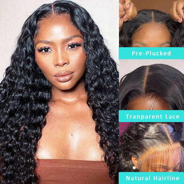 Romantic Bohemian Wear And Go Water Wave 13X4 HD Transparent Lace Frontal Ready to Wear Wig With Pre Bleach Knots & Plucked Hairline & Pre-cut lace - Image 3
