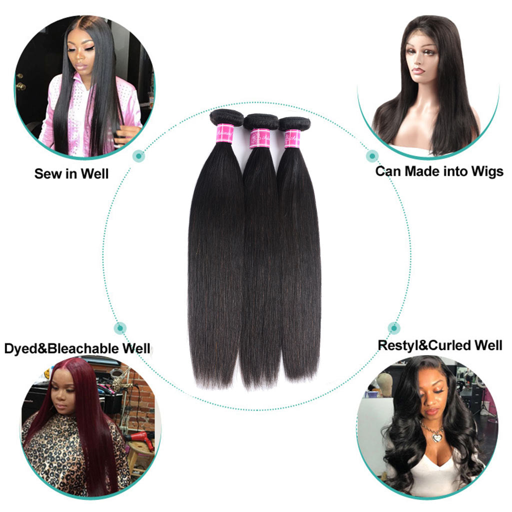 Straight Hair 1 Bundle 9A Brazilian Human Hair Natural Color - Image 3