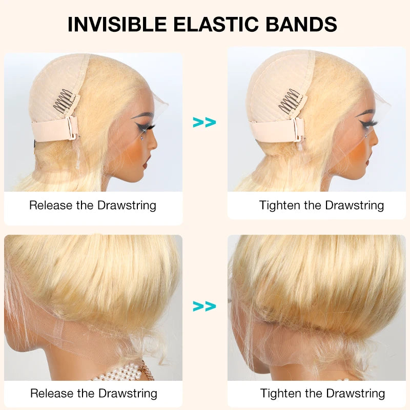 Upgrade Glueless Invisi Strap 360 Skin Lace Frontal 613 Blonde Straight Wig No Gel Stable Put on & Go Wigs - Image 9