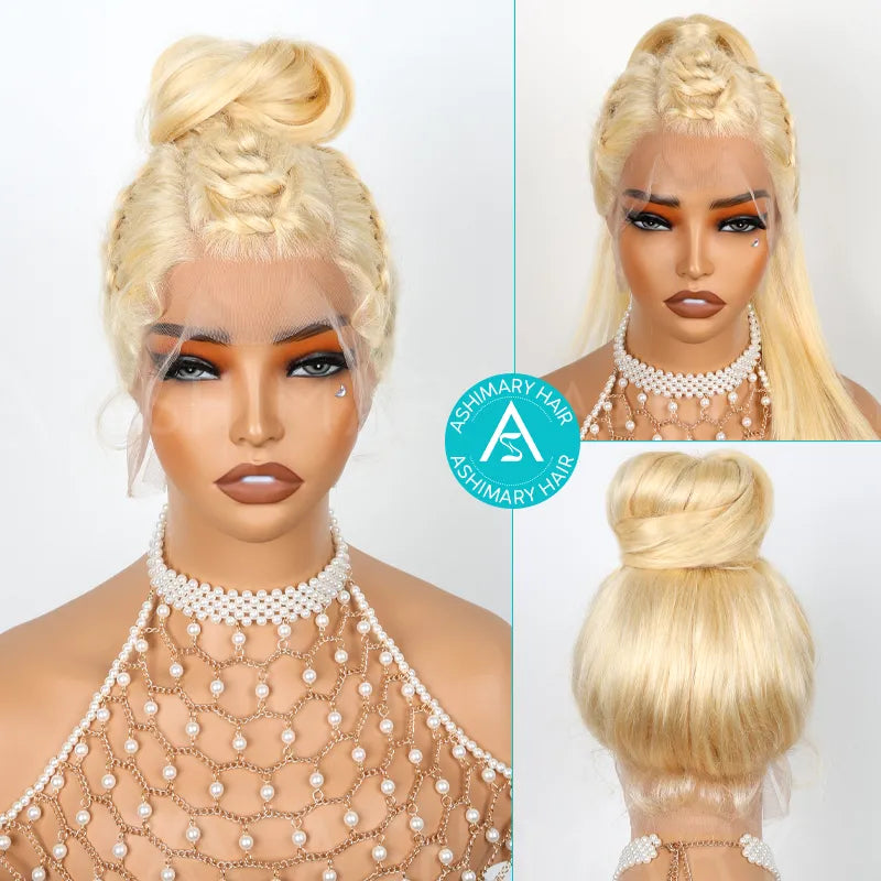 Ashimary Upgrade 360 Skin Lace Frontal with Invisi Strap Blonde 613 Body Wave Glueless Wig No Gel Needed Breathable Human Hair wig - Image 14