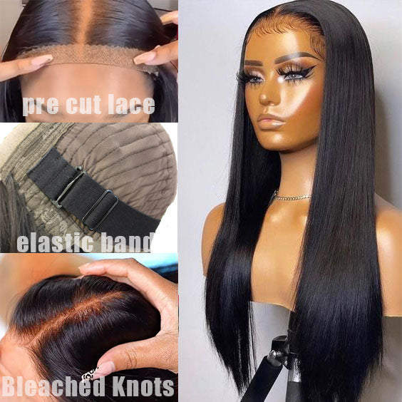 Wear & Go Pre Cut Lace HD Transparent Glueless Straight 4x4 5x5 6X4.5 Lace Closure Wig - Image 4
