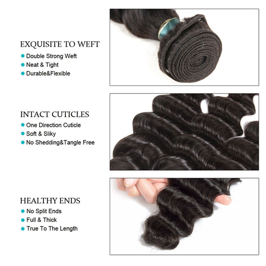 4 Bundles 9A Loose Deep Wave Brazilian Human Hair Bundles Natural Color - Image 5