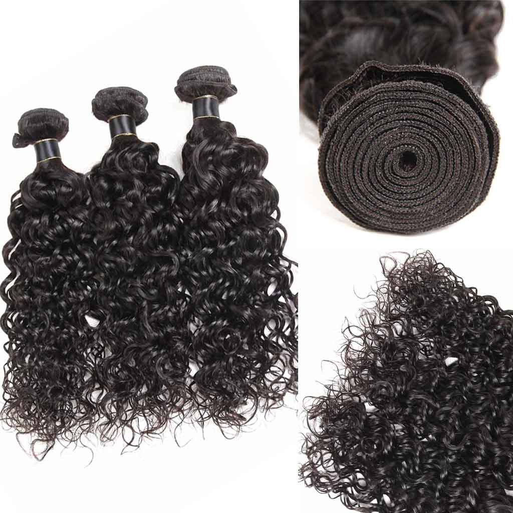 9A Water Wave Virgin Hair 3 Bundles with Closure Natural Color Brazilian Hair - Image 2