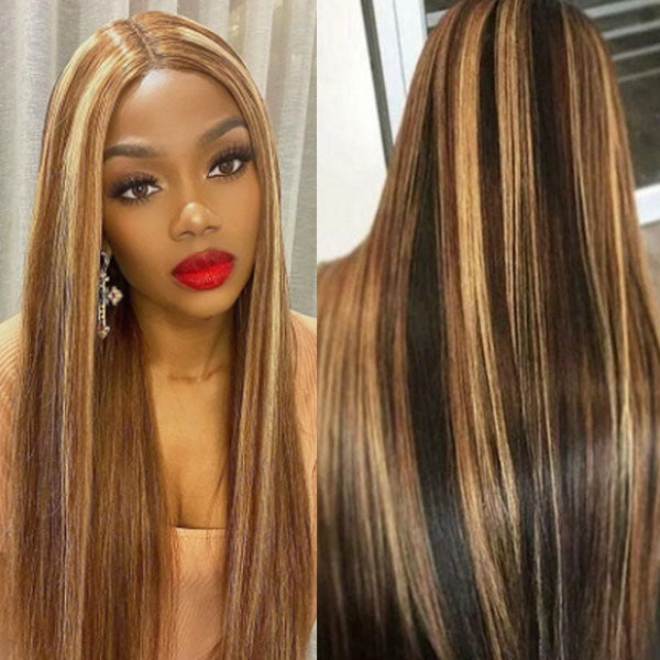 Effortless Wear & Go Glueless Highlight Straight 13x4 Lace Front Ready to Wear Wig Pre Bleach Knots & Plucked Hairline & Pre-cut Lace - Image 12