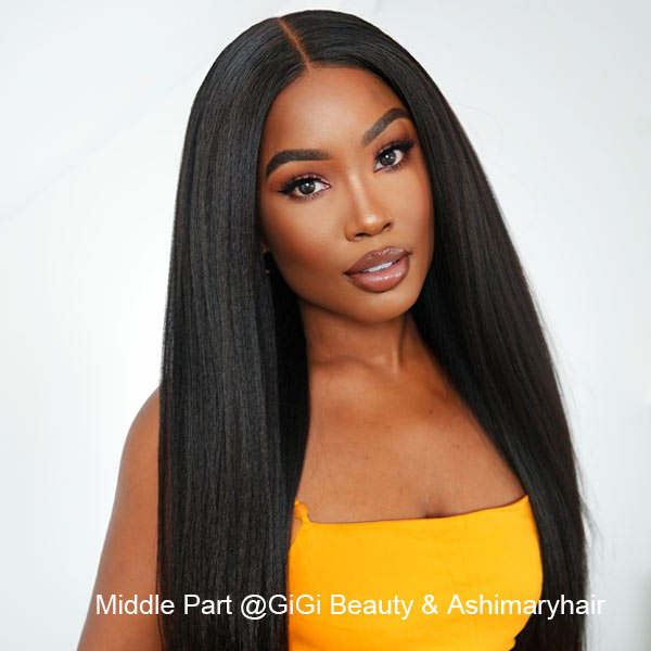 Perfect Kinky Straight Wear & Go Glueless Natural Hairline Pre Cut Hd Lace Ready to Wear Wig with Pre Bleached Knots - Image 4