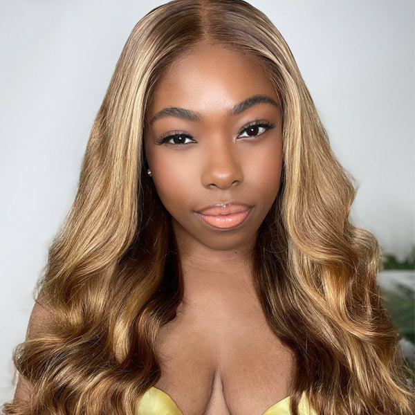 Ready to Wear Highlight Body Wave Glueless 13x4 HD Lace Wig with Pre Cut Lace & Bleached Knots - Image 11