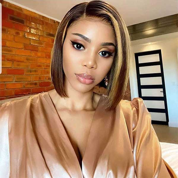 No Extra Work Ready to Wear & Go Highlight Piano Color Pre-Cut HD Lace Bob Wig - Image 3