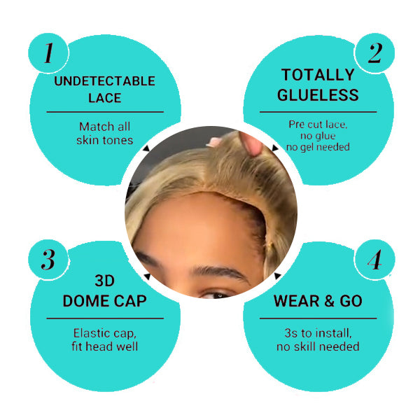 Wear & Go Blonde Balayage on Brown Highlight Pre Cut 4x4 & 5x5 Transparent Lace Straight Wigs - Image 12