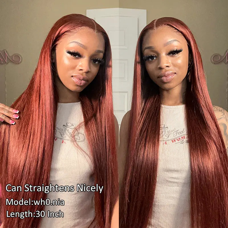 Reddish Brown Colored Body Wave Human Hair Lace Frontal Wigs 13x4 13x6 Ashimary Virgin Hair Front Wigs - Image 10