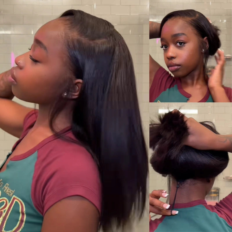 Wear Go Yaki Straight Glueless Bob Wig Pull Go Pre Cut Lace Wig Natural Human Hair Wig - Image 3