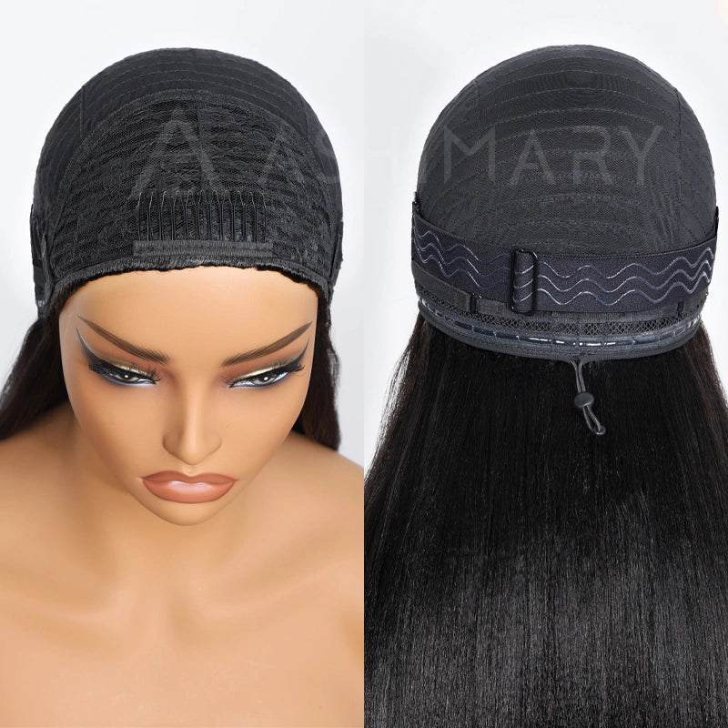 Easy Wear Kinky Straight Half Wig With Drawstring Comfortable Fit No Glue Needed - Image 11