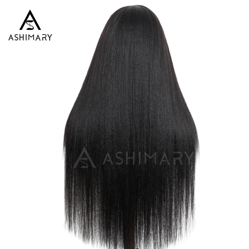 Pull Go 13x6 Full Wig Transparent Lace Parting Max Yaki Straight Wig Natural Black Color Ashimary Hair - Image 14