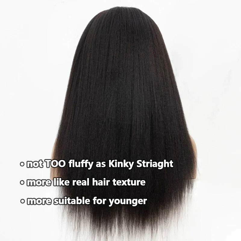 360 Lace Frontal Yaki Straight Wig Human Hair Pre Plucked Skin Lace Wig Light Yaki - Image 10